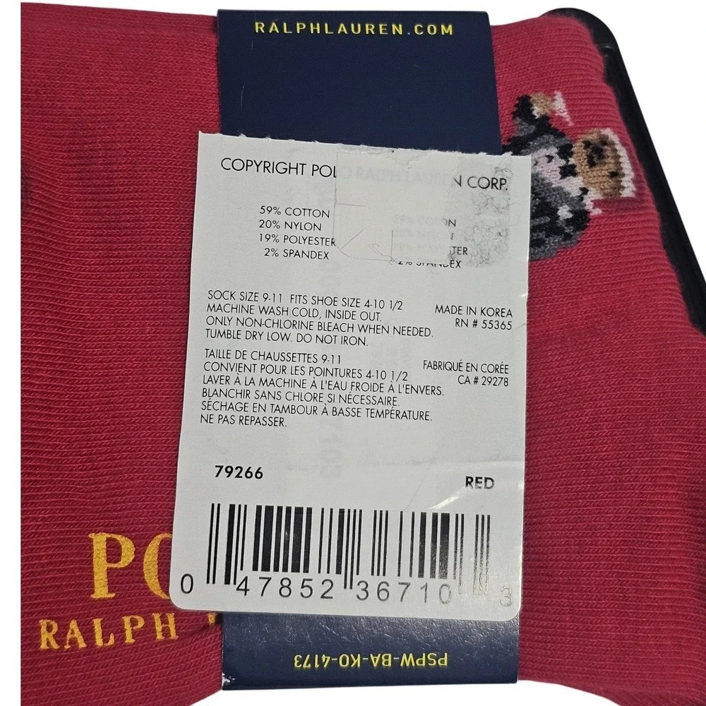 Polo Ralph Lauren Mens Polo Bear Boxer Shorts Navy Blue Western Cowboy & Socks S